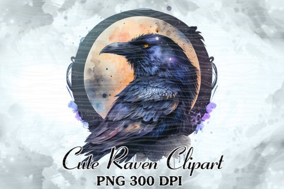 Black Raven Watercolor Clipart: A Gothic Touch for Modern Creators