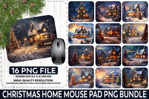 Christmas Home Sublimation Mouse Pad PNG: Festive Designs