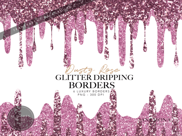Dusty Rose Glitter Dripping Borders: Elevate Your Visuals