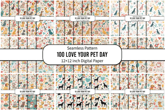 Love Your Pet Day Seamless Digital Paper: A Creative Asset for Pet-Themed Projects