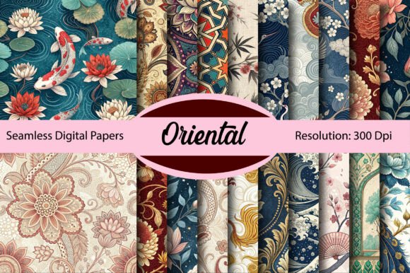 Oriental Seamless Digital Paper: Infusing Eastern Elegance into Your Creative Work