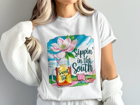 Sippin in the South Sweet Tea Preppy Png: Southern Charm Meets Modern Design