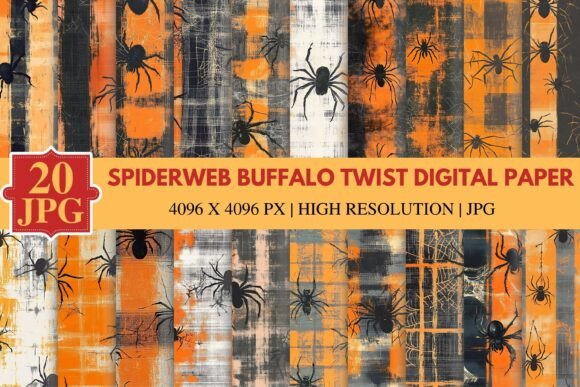 Spiderweb Buffalo Twist Digital Paper: Bold Patterns for Creative Projects