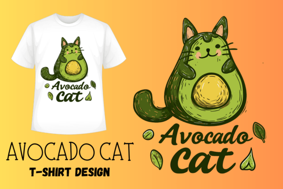 The Avocado Cat T-Shirt Design: A Playful Asset for Creators