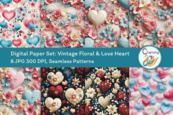 Unleash Nostalgic Charm with Vintage Floral Love Digital Papers