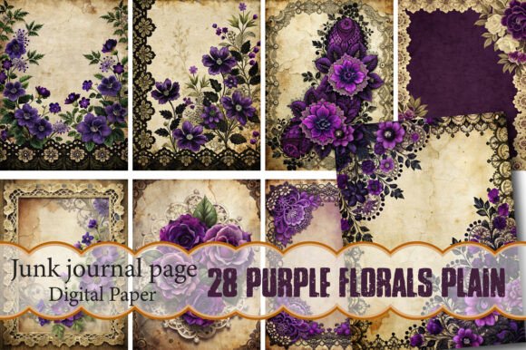Unleashing Creativity with Purple Florals Plain Junk Journal Pages
