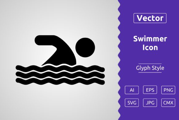 Vector Swimmer Glyph Icon: A Dynamic Design Asset