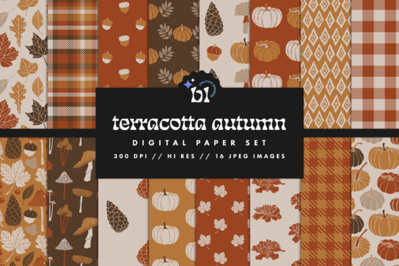 Warm Your Designs with Terracotta Autumn Digital Paper